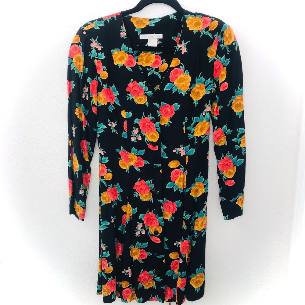 Vintage 90s The Limited Multicolored Floral Long Sleeve Dress